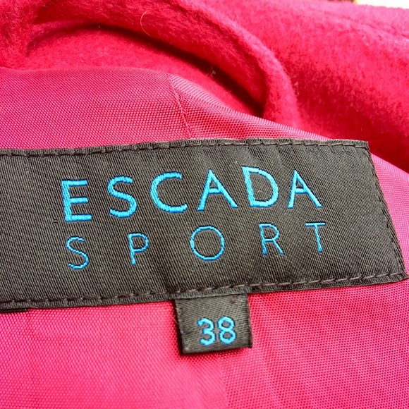 Escada Sport Coat, Escada Wool Coat, Fuchsia Coat - Picture 2 of 4